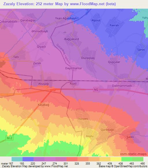 Zazaly,Azerbaijan Elevation Map