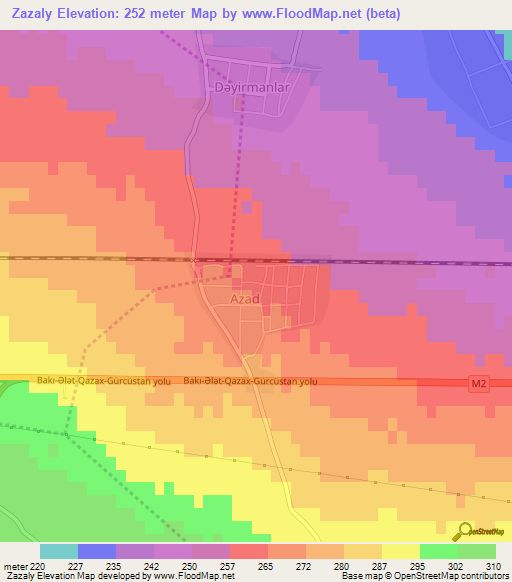 Zazaly,Azerbaijan Elevation Map
