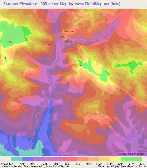Zarnova,Azerbaijan Elevation Map