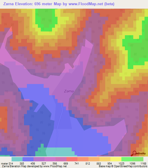 Zarna,Azerbaijan Elevation Map