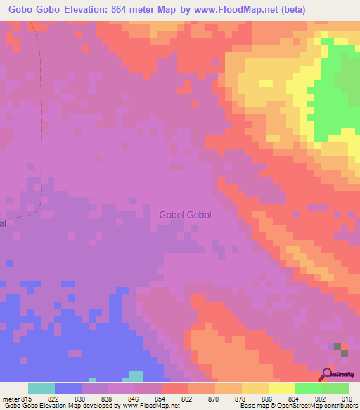 Gobo Gobo,Somalia Elevation Map