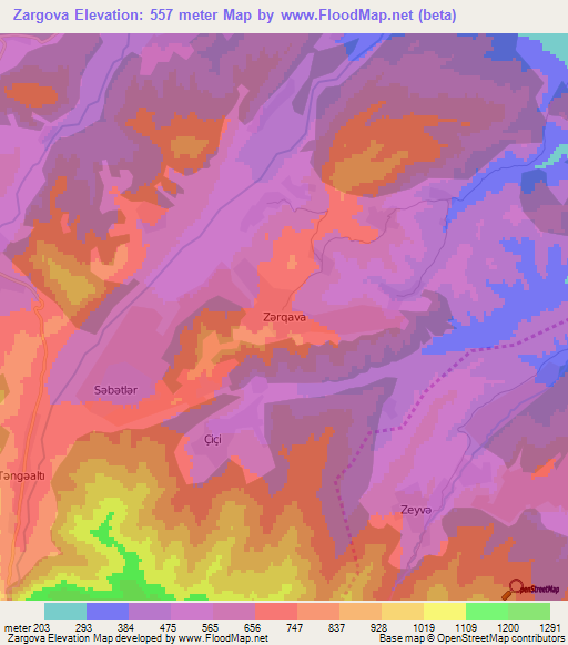 Zargova,Azerbaijan Elevation Map