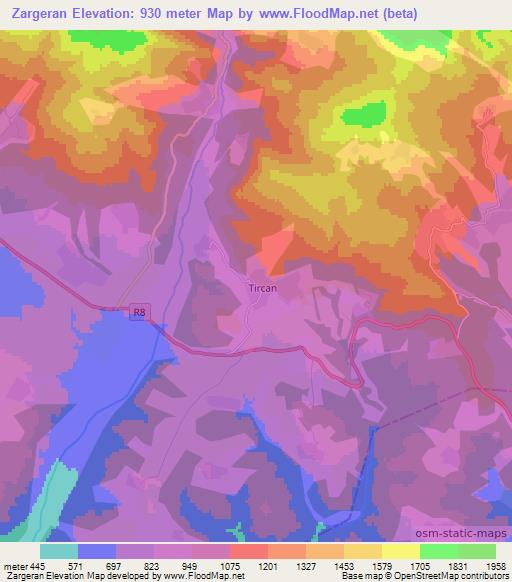 Zargeran,Azerbaijan Elevation Map