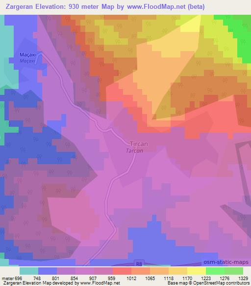 Zargeran,Azerbaijan Elevation Map