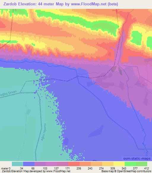 Zardob,Azerbaijan Elevation Map