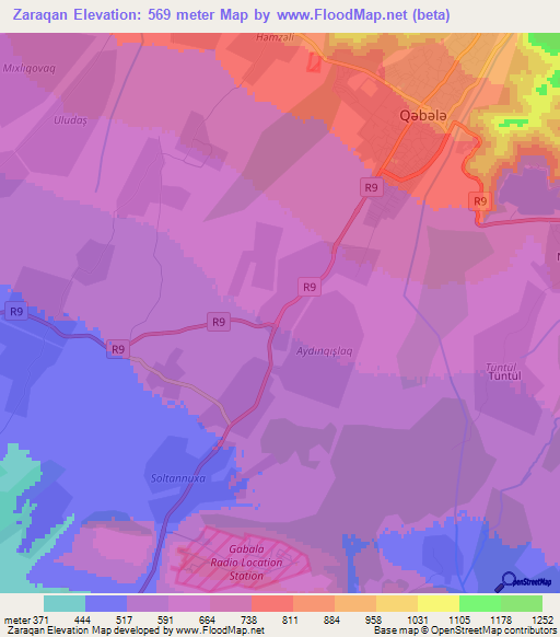 Zaraqan,Azerbaijan Elevation Map