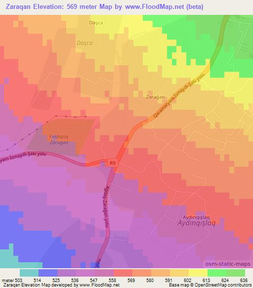 Zaraqan,Azerbaijan Elevation Map