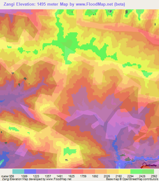 Zangi,Azerbaijan Elevation Map
