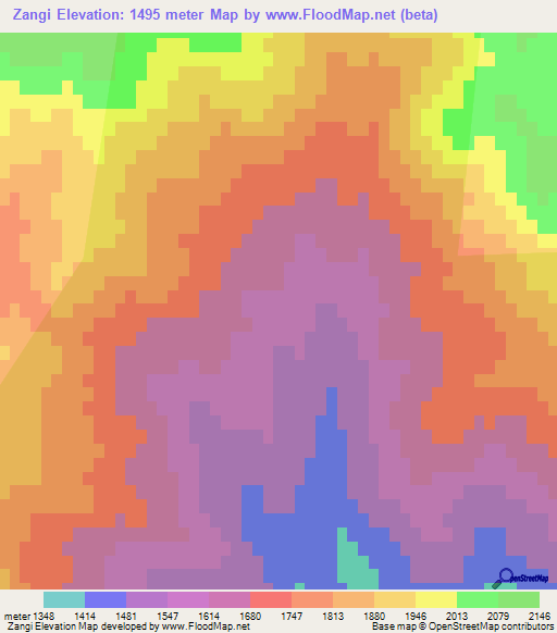 Zangi,Azerbaijan Elevation Map
