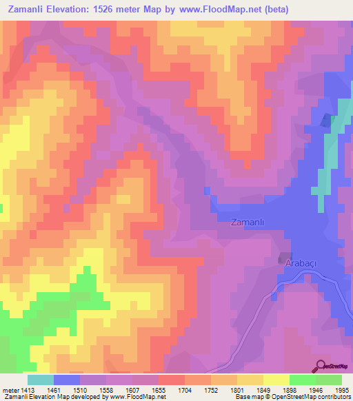 Zamanli,Azerbaijan Elevation Map
