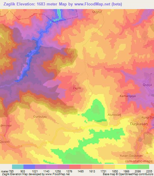 Zaglik,Azerbaijan Elevation Map