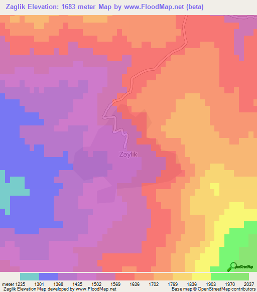 Zaglik,Azerbaijan Elevation Map