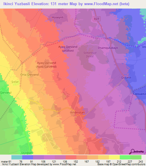 Ikinci Yuzbasli,Azerbaijan Elevation Map