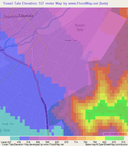 Yuxari Tala,Azerbaijan Elevation Map