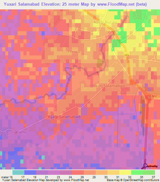 Yuxari Salamabad,Azerbaijan Elevation Map
