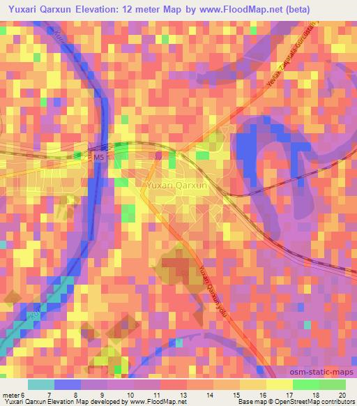 Yuxari Qarxun,Azerbaijan Elevation Map