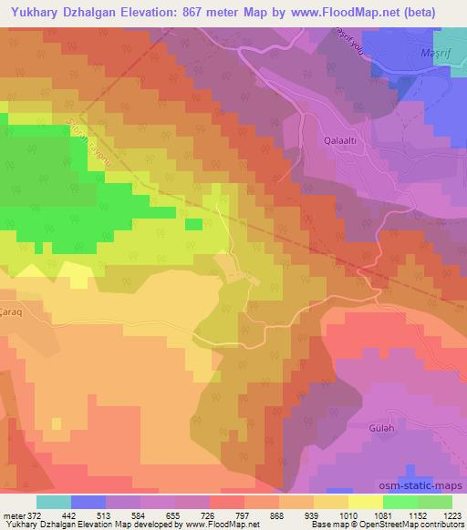 Yukhary Dzhalgan,Azerbaijan Elevation Map