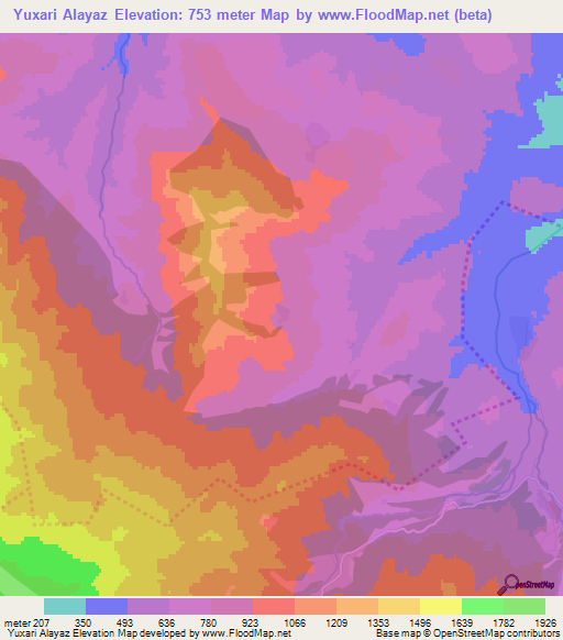 Yuxari Alayaz,Azerbaijan Elevation Map
