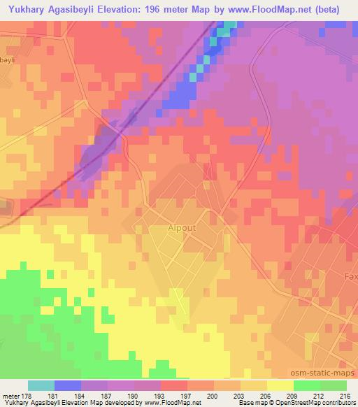 Yukhary Agasibeyli,Azerbaijan Elevation Map