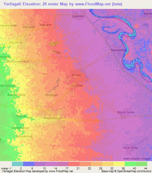 Yerliagali,Azerbaijan Elevation Map