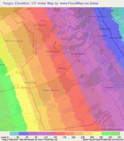 Yerguc,Azerbaijan Elevation Map