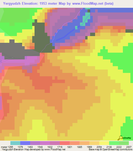 Yergyudzh,Azerbaijan Elevation Map
