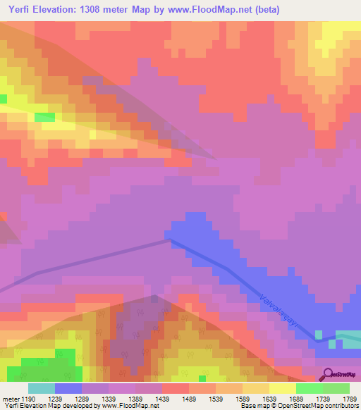 Yerfi,Azerbaijan Elevation Map