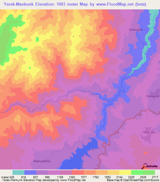 Yerek-Mankunk,Azerbaijan Elevation Map