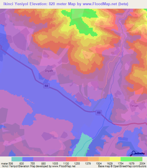 Ikinci Yeniyol,Azerbaijan Elevation Map