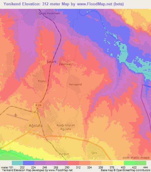 Yenikend,Azerbaijan Elevation Map