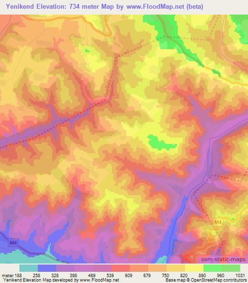 Yenikend,Azerbaijan Elevation Map