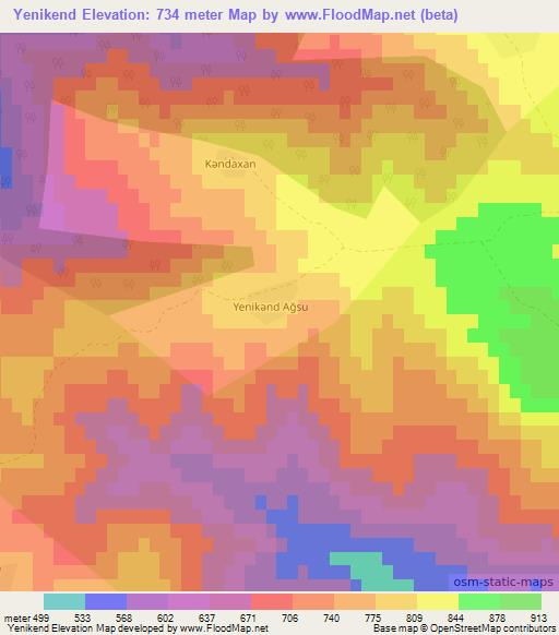 Yenikend,Azerbaijan Elevation Map