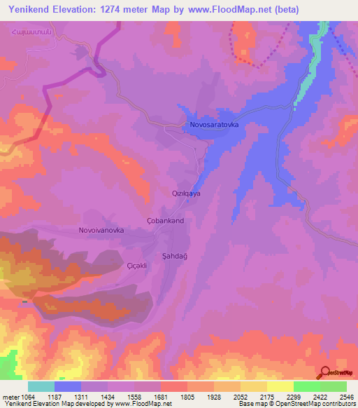 Yenikend,Azerbaijan Elevation Map
