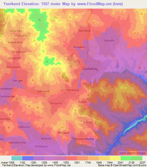Yenikend,Azerbaijan Elevation Map