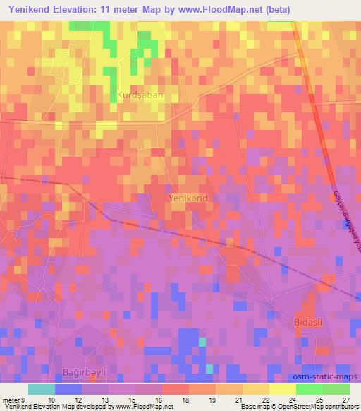 Yenikend,Azerbaijan Elevation Map