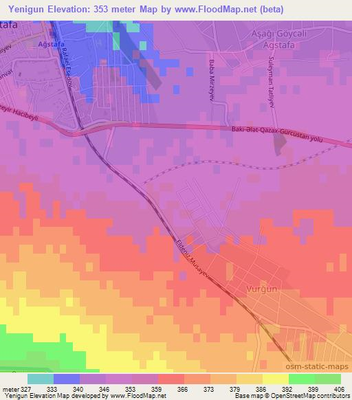 Yenigun,Azerbaijan Elevation Map