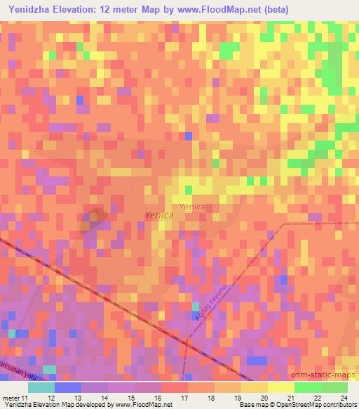 Yenidzha,Azerbaijan Elevation Map
