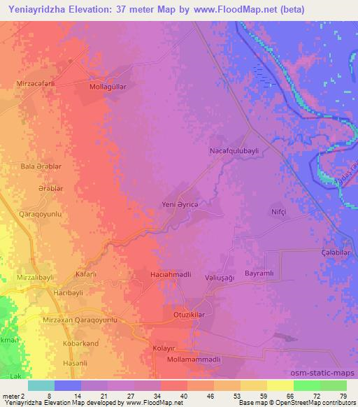 Yeniayridzha,Azerbaijan Elevation Map