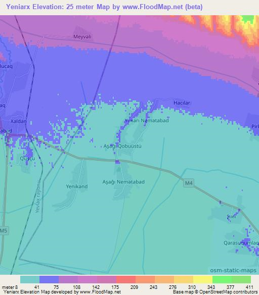 Yeniarx,Azerbaijan Elevation Map