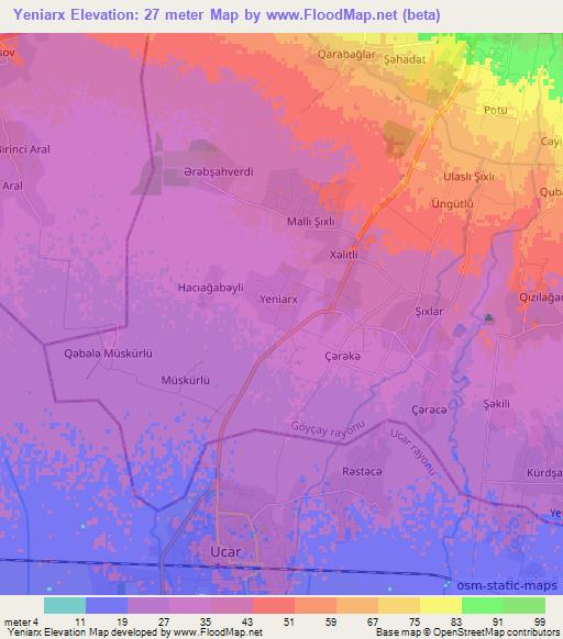 Yeniarx,Azerbaijan Elevation Map