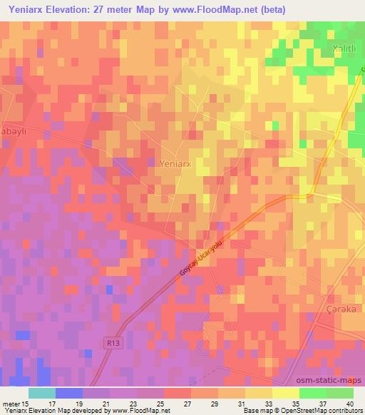 Yeniarx,Azerbaijan Elevation Map