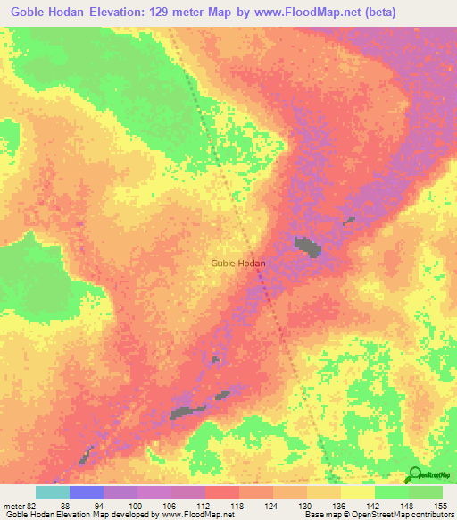 Goble Hodan,Somalia Elevation Map
