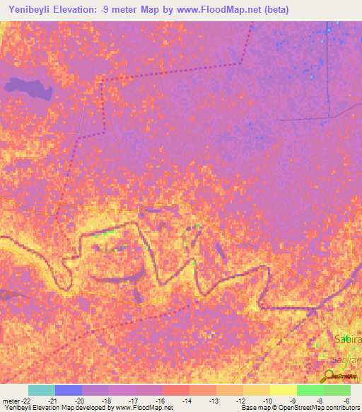 Yenibeyli,Azerbaijan Elevation Map