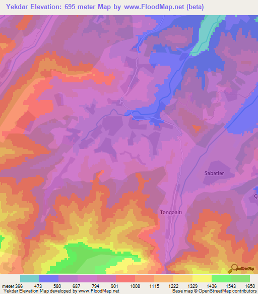 Yekdar,Azerbaijan Elevation Map