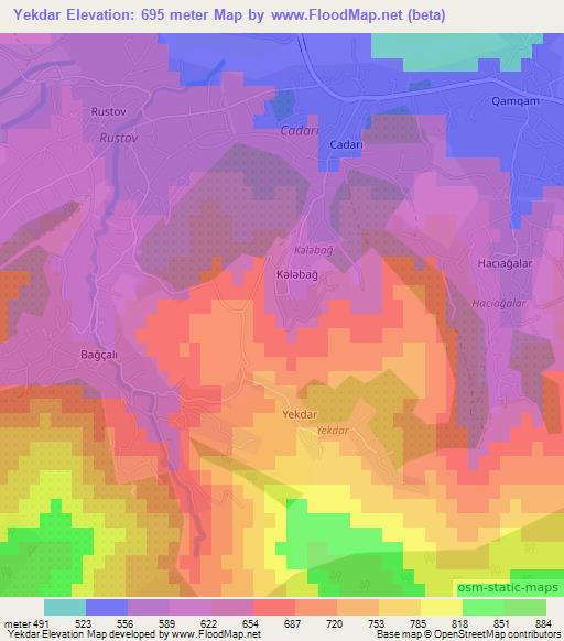 Yekdar,Azerbaijan Elevation Map