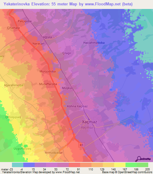 Yekaterinovka,Azerbaijan Elevation Map