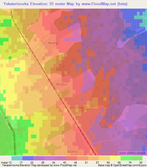 Yekaterinovka,Azerbaijan Elevation Map