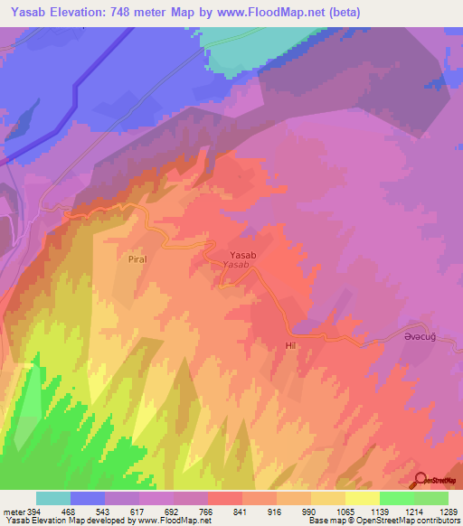 Yasab,Azerbaijan Elevation Map