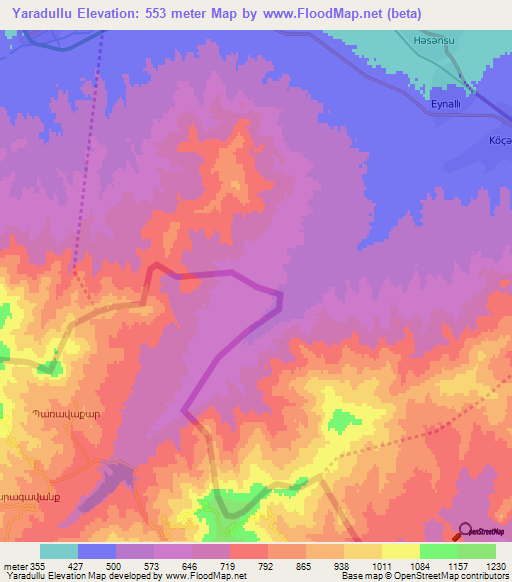 Yaradullu,Azerbaijan Elevation Map