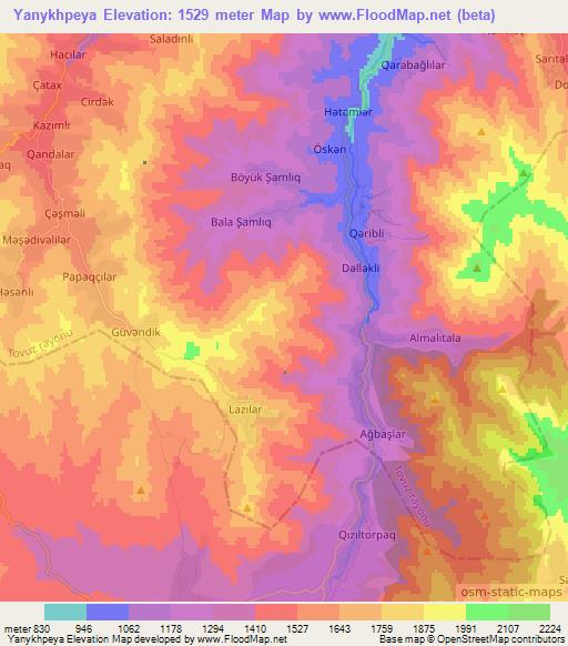 Yanykhpeya,Azerbaijan Elevation Map